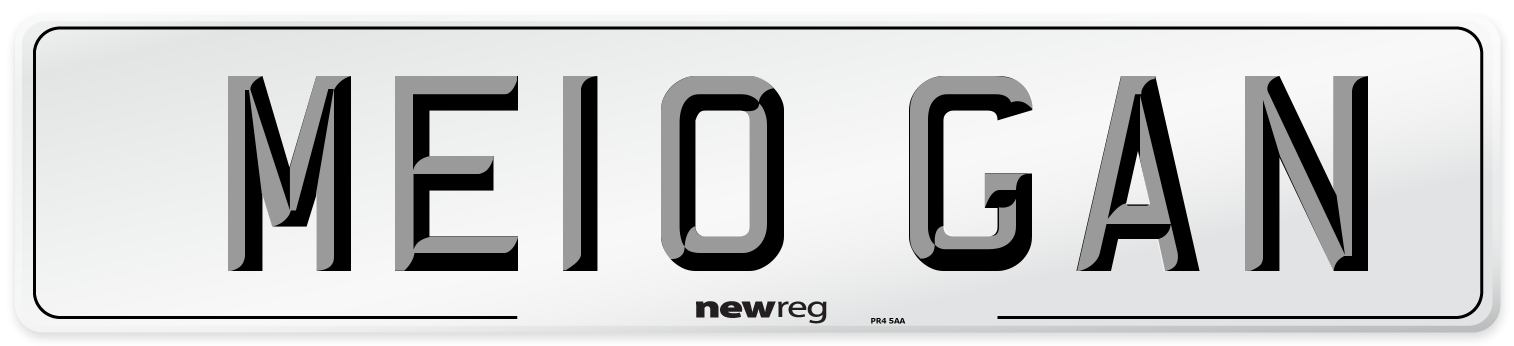 ME10 GAN Number Plate from New Reg